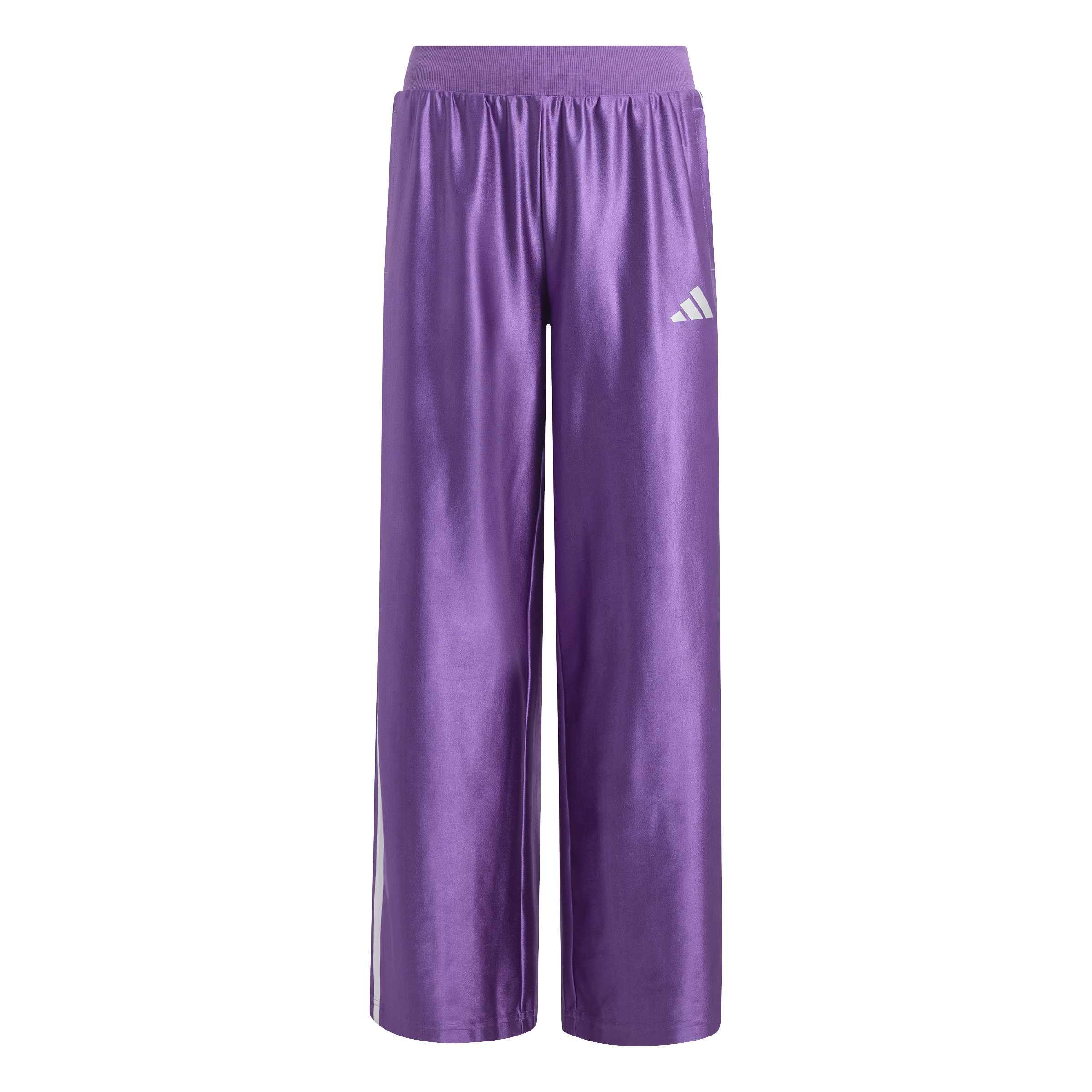 adidas Girl's Seasonals Glam Wide Leg Pants, Active Purple/Silver met., 7-8 Years