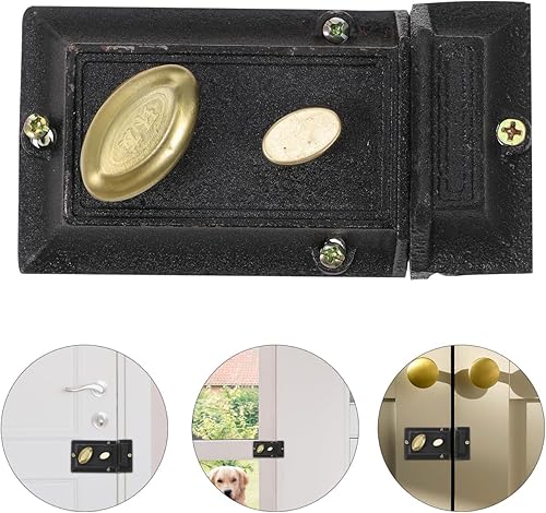 Miniatura 6 de KONTONTY 1 juego de cerraduras de puerta de madera vintage, manija de puerta con cerradura, cerradura de cilindro, cerraduras de perno muerto para