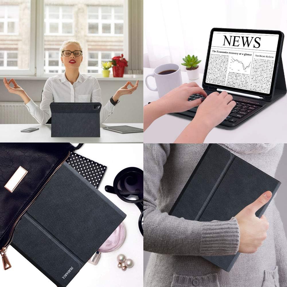 iPad Pro 11 inch 4th Generation Case with Keyboard, iPad Keyboard Case for iPad Pro 11 4th/3rd/2nd/1st Gen, Detachable - Pencil Holder Flip Stand Cover Compatible with iPad Pro 4th/3rd/2nd/1st Gen