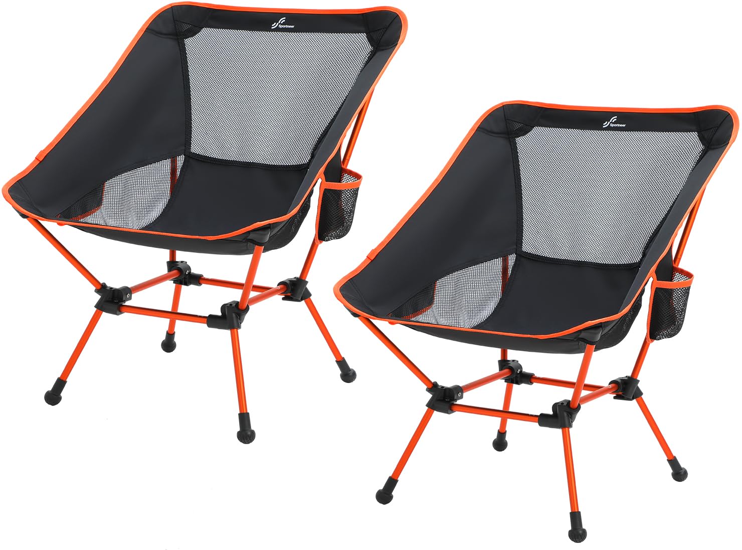 Sportneer Campingstuhl Faltbar Camping Stuhl Tragbarer Campingstühle 150Kg Faltstuhl Ultraleichter Packmaß Kleiner Klappstuhl mit Tragetasche für Picknick, Orange, 2er-Pack