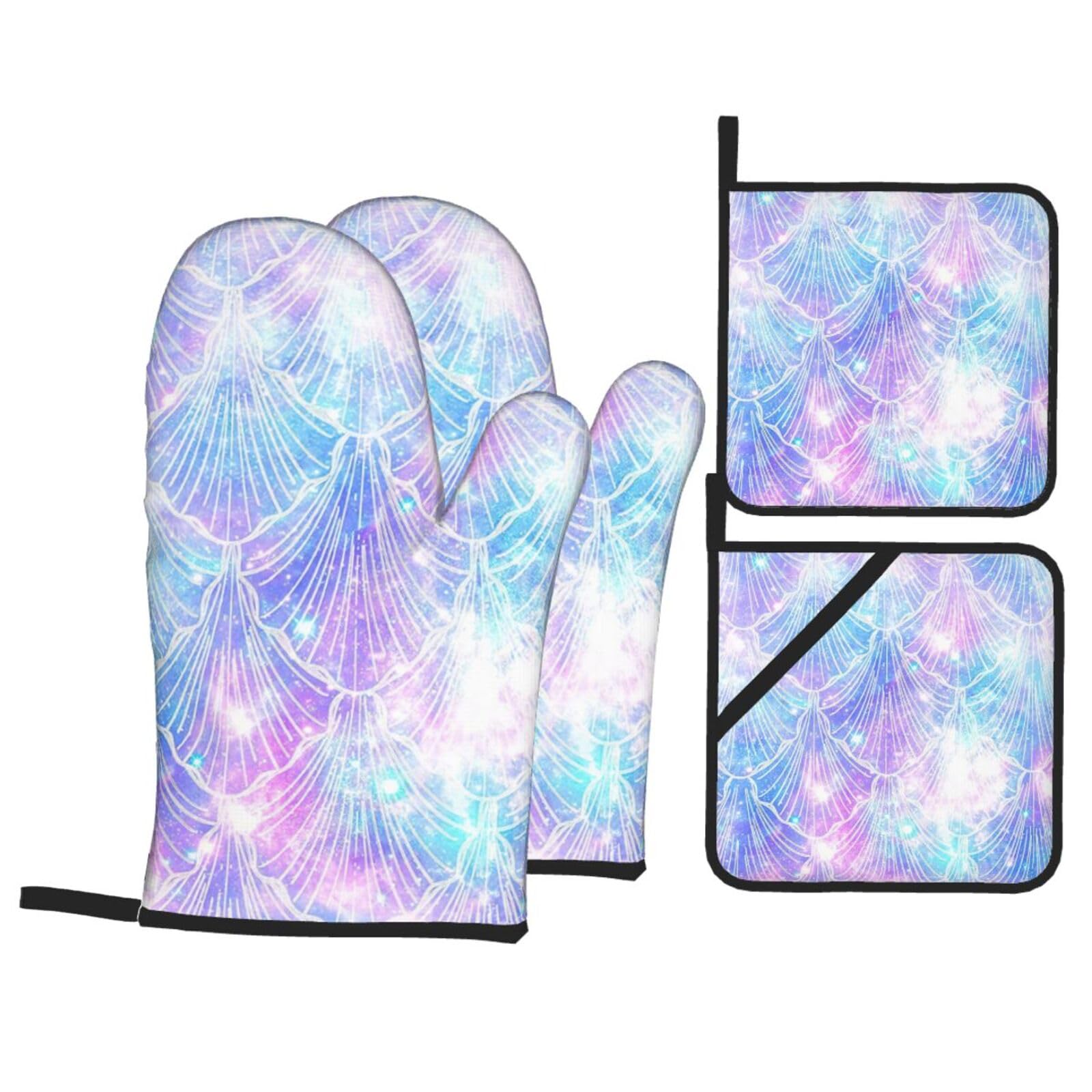 Gants de cuisine imperméables sirène pour micro-ondes (Lot de 4)