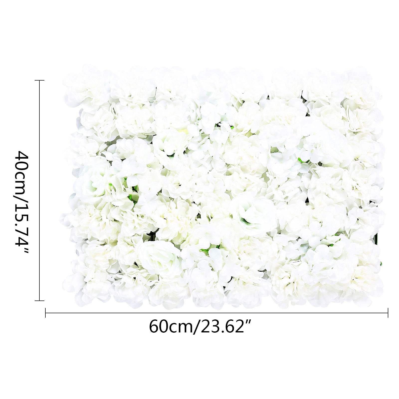 20Pcs KüNstliche Blumen Wand Seidenblume Rosenwand Hintergrund Hochzeit Deco KüNstlich DIY Kunstblumen Fest Geburtstag Hochzeitsfotografie FüR Party Garten Dekor Romantische Paneele Weiß 40*60Cm