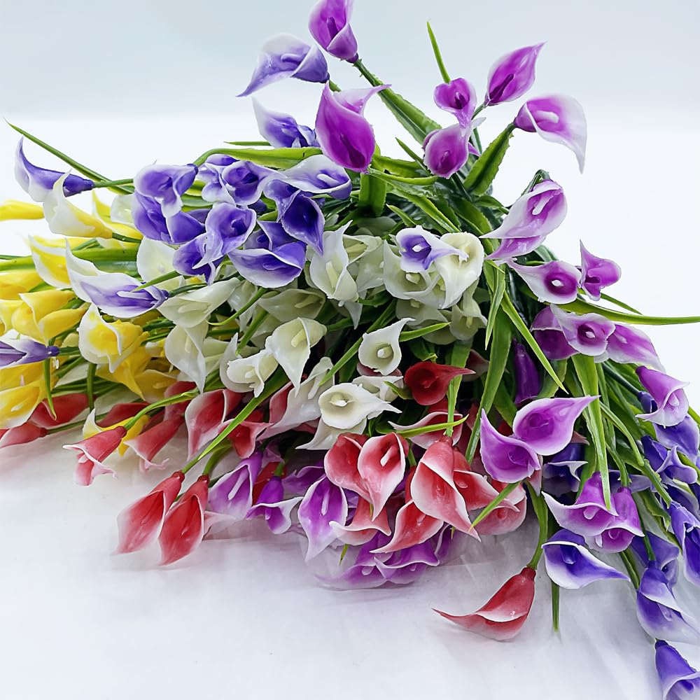 Artificial Flowers, 10-Pack Artificial Calla Lily Bouquet, UV-Resistant Plastic Flowers for Home, Garden, Office, Kitchen, or Table Decor - Image 4