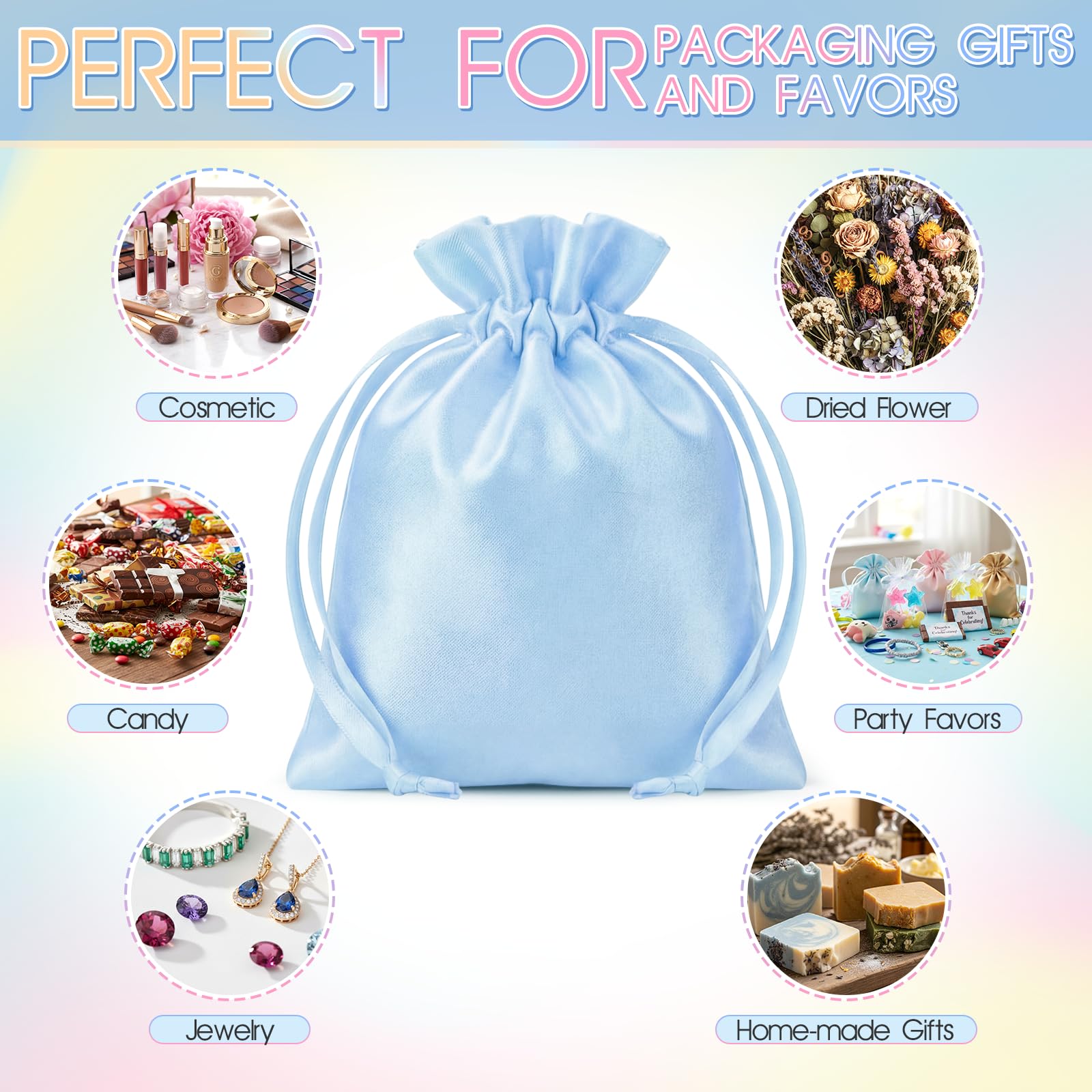 Yoojahow 24 Sets Small Thank You Satin Gift Bags with Card 4x4.7 Inch Drawstring Jewelry Bags Mini Silk Jewelry Gift Pouch Candy Bracelet Pouch for Wedding Bridal Baby Shower Party Multiple Colors