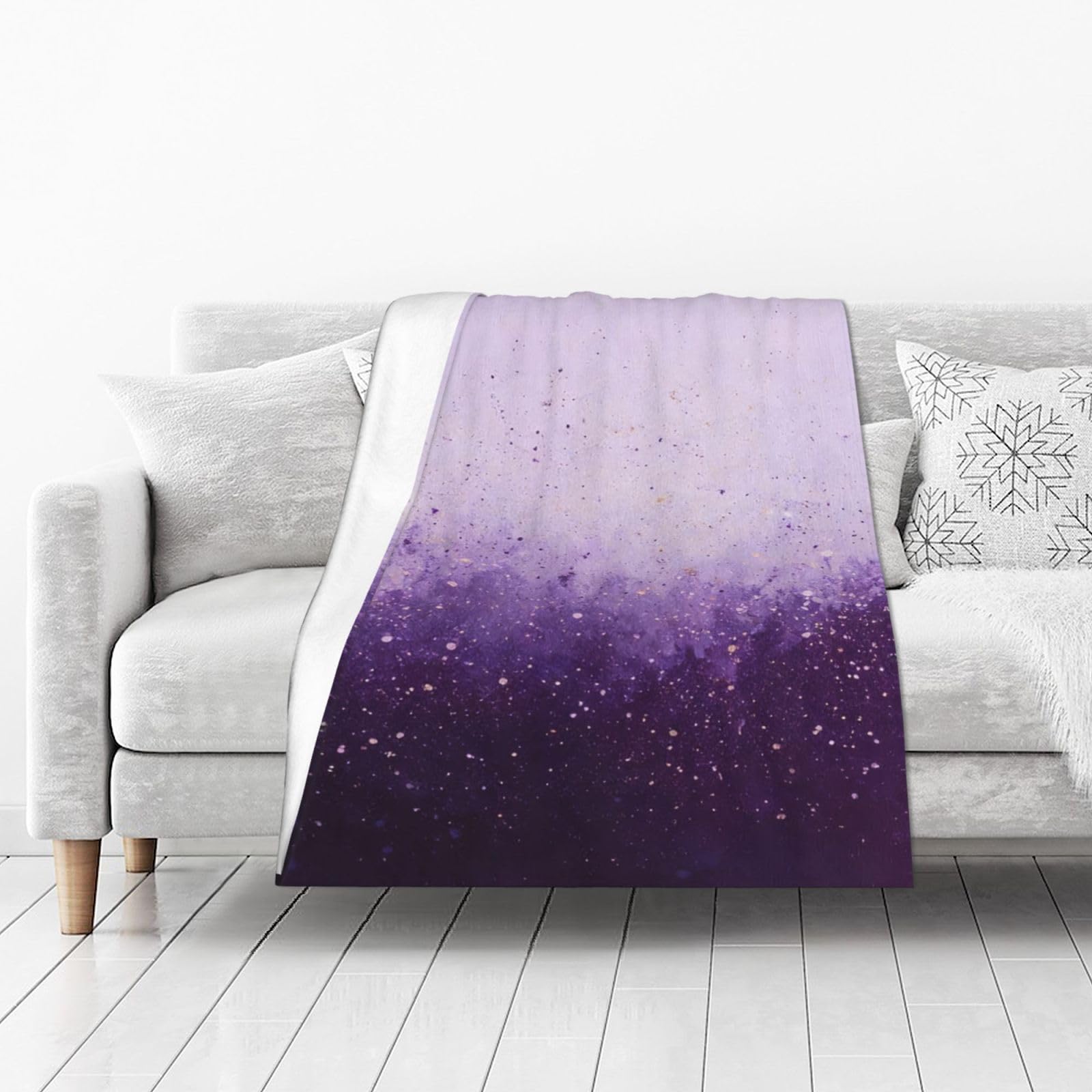 DUYIOKH Purple Gradient Print Thick Throw Blanket, Blanket for Couch Bed Warm Travel Blanket for Camping Movie Night