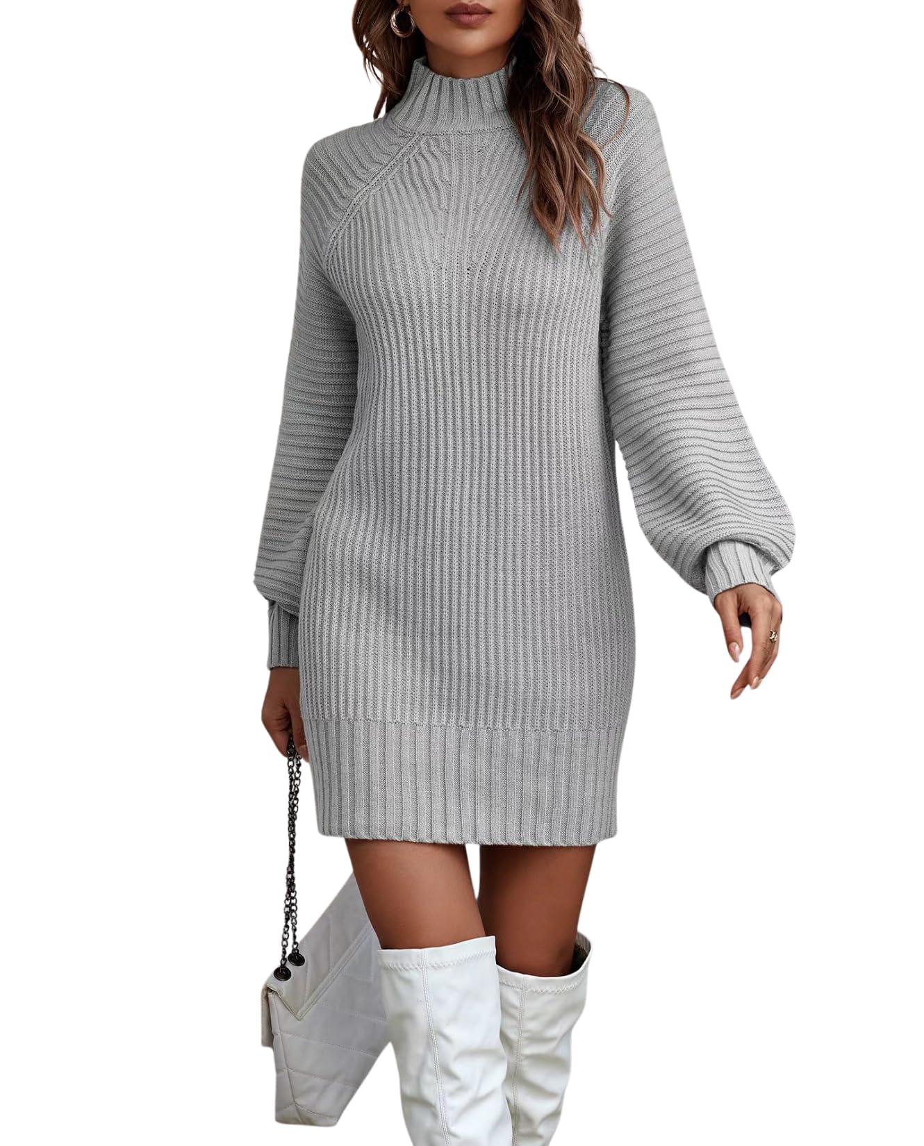 Womens Oversized Turtleneck Sweater Batwing Sleeve Ribbed Knit Loose Fit Long Sleeve Elegant Fall Winter Wear