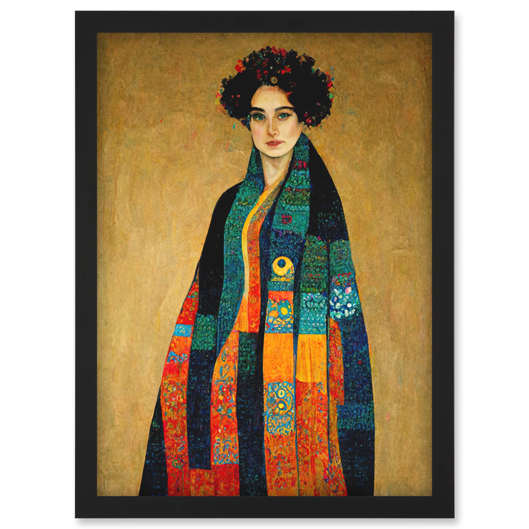 Doppelganger33 LTD Gustav Klimt Inspired Female Portrait Woman Artwork Framed Wall Art Print A4