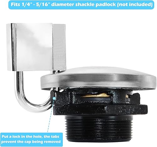 Miniatura 5 de Tapa de combustible diésel ventilada con cuello roscado de 2 pulgadas, tapa de tanque de transferencia de combustible diesel, tapa de llenado de gas