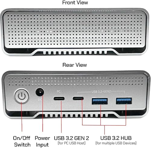 Miniatura 6 de GX100 - Disco duro externo USB 3.2 Gen 2 (10Gbps) de 12 TB con concentrador USB para Windows o MacOS Desktop PCLaptop