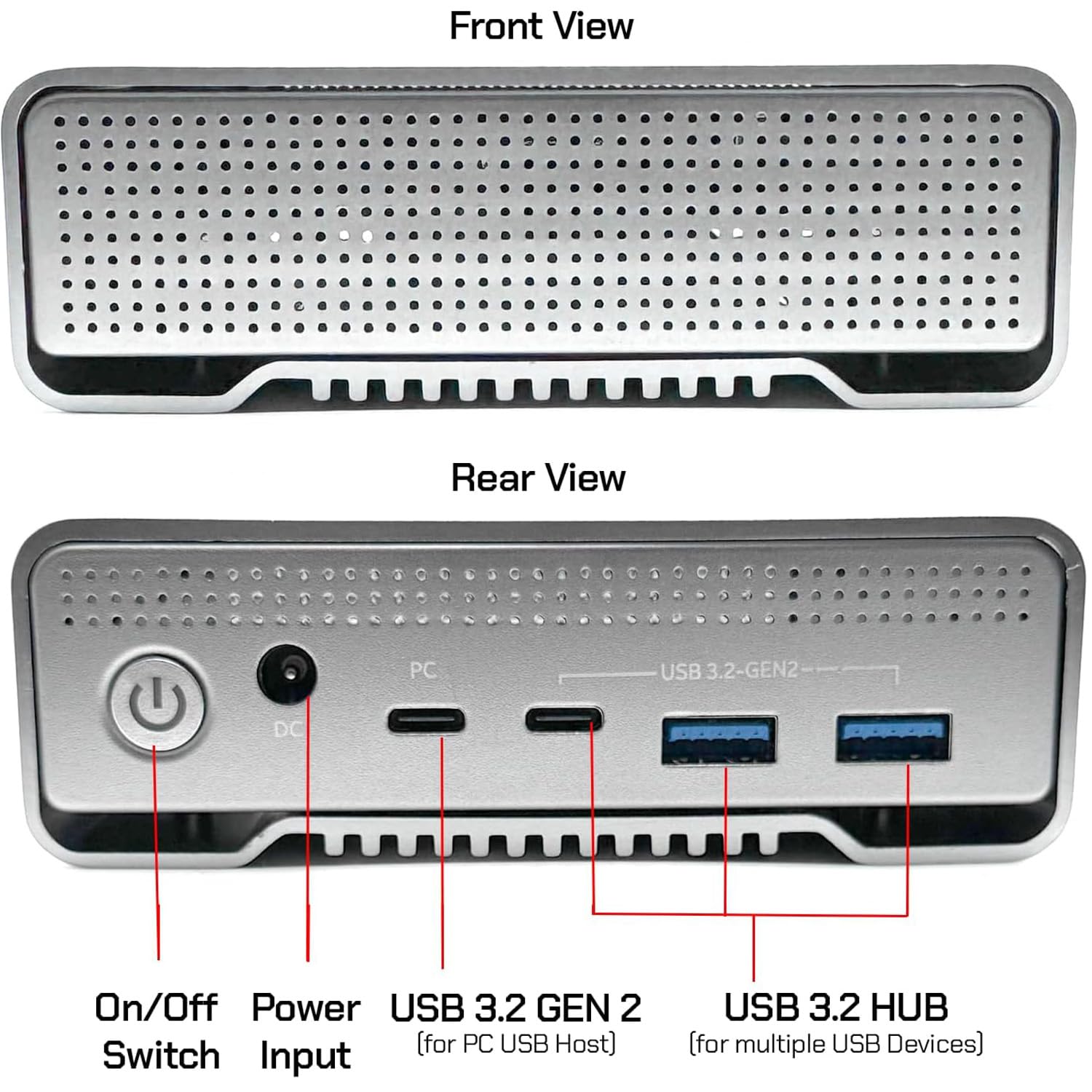 GX100 USB 3.2 Gen 2 USB-C esterno Hard Drive Enclosure con Hub USB per Windows o MacOS Desktop PC/Laptop (senza drive)