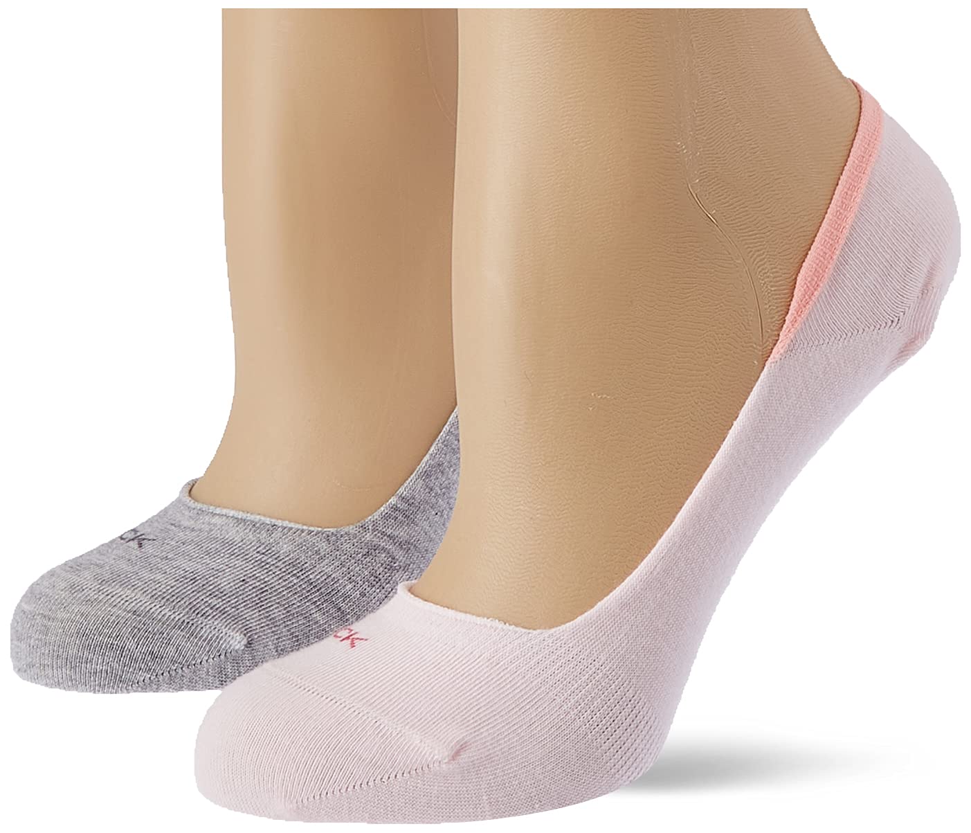 Calvin Klein womens Calvin Klein Logo Women's Liner Socks 2 pack Footie, pink melange, 35/38