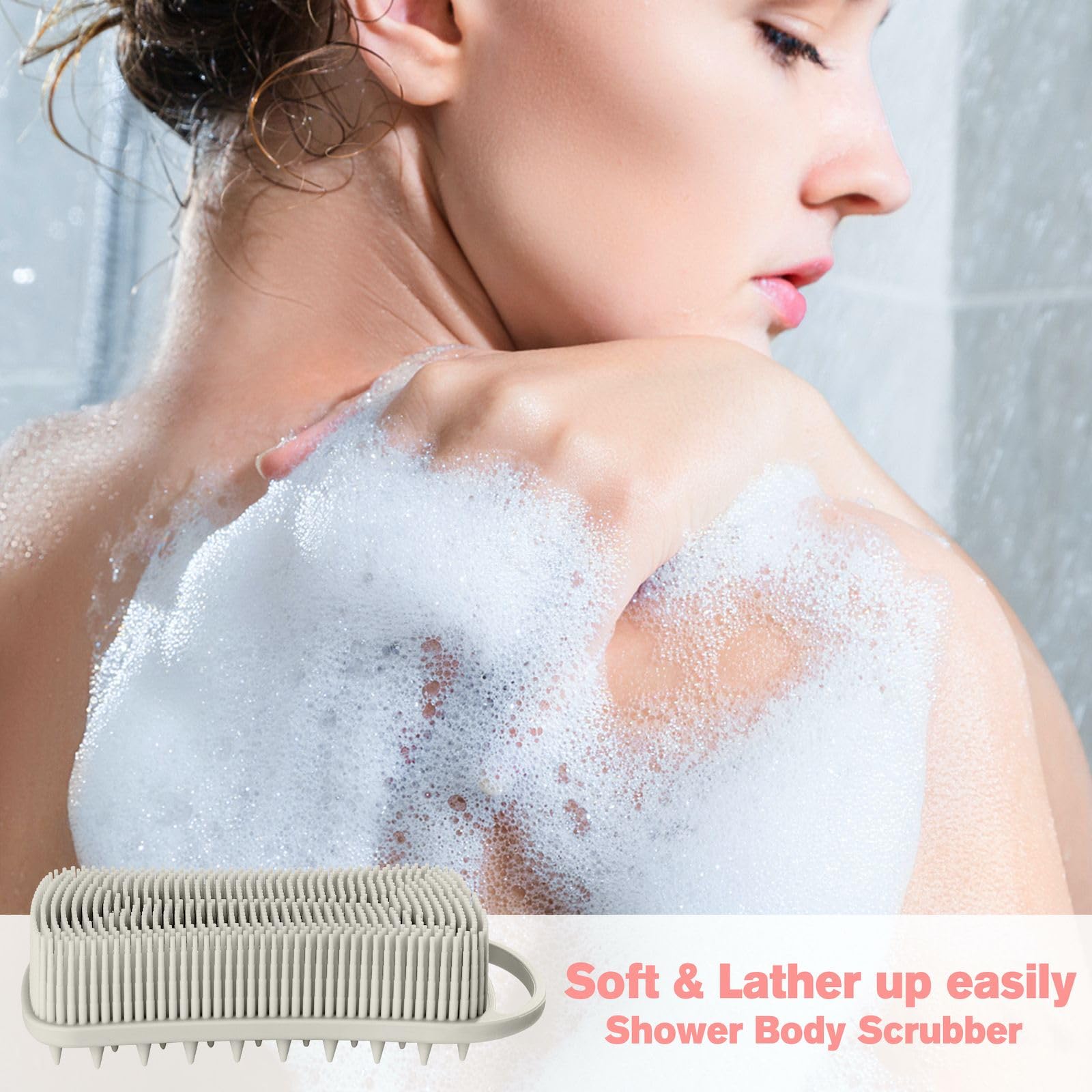 Limpiador Corporal De Silicona, Cepillo Exfoliante Suave Con Cerdas Suaves , Limpieza Profunda Y Masaje Del Cuero Cabelludo, Diseño Ergonómico Antideslizante, Secado Rápido, Apto Para, 22 Mm