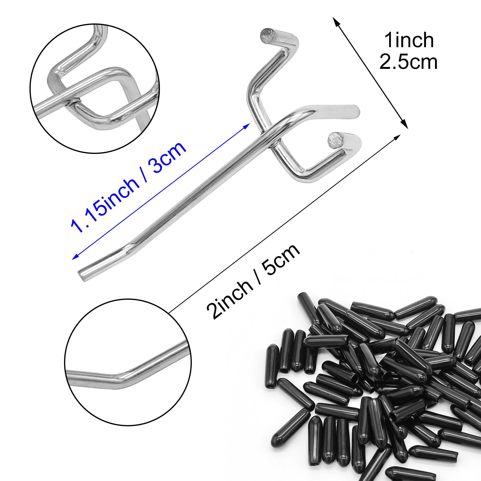 Scartink Stecktafel-Haken, Stecktafel-Zubehör, 5,1 cm, Stecktafel-Organizer-Set für Garagen-Organisation, Werkzeugaufbewahrung, 32 Stück