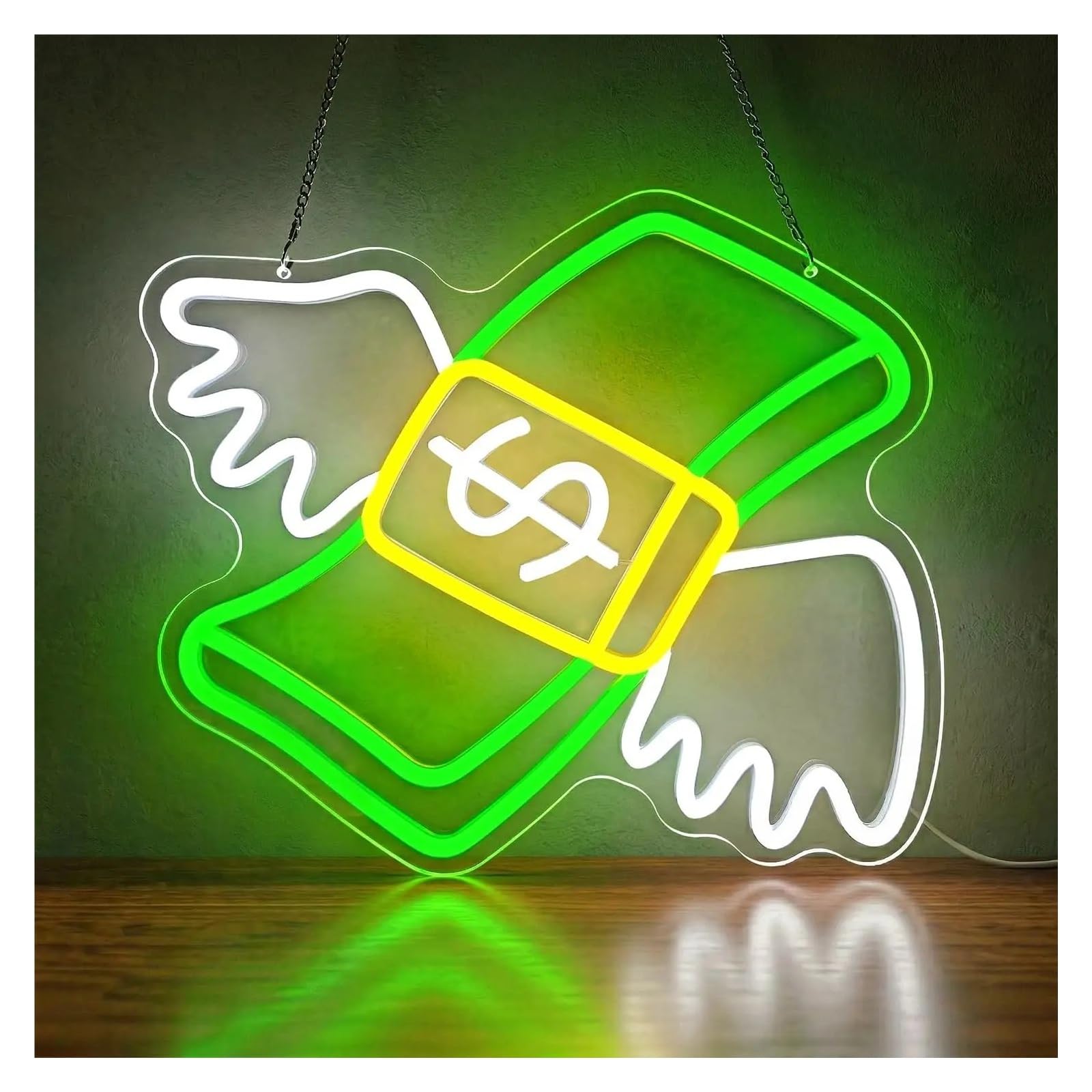 LEMST Signs Lamp Money Neon Sign USB Powered LED Light Party Gaming Room Bar Bedroom Aesthetic Decortion Birthday 30x26cm/11.8×10.2in