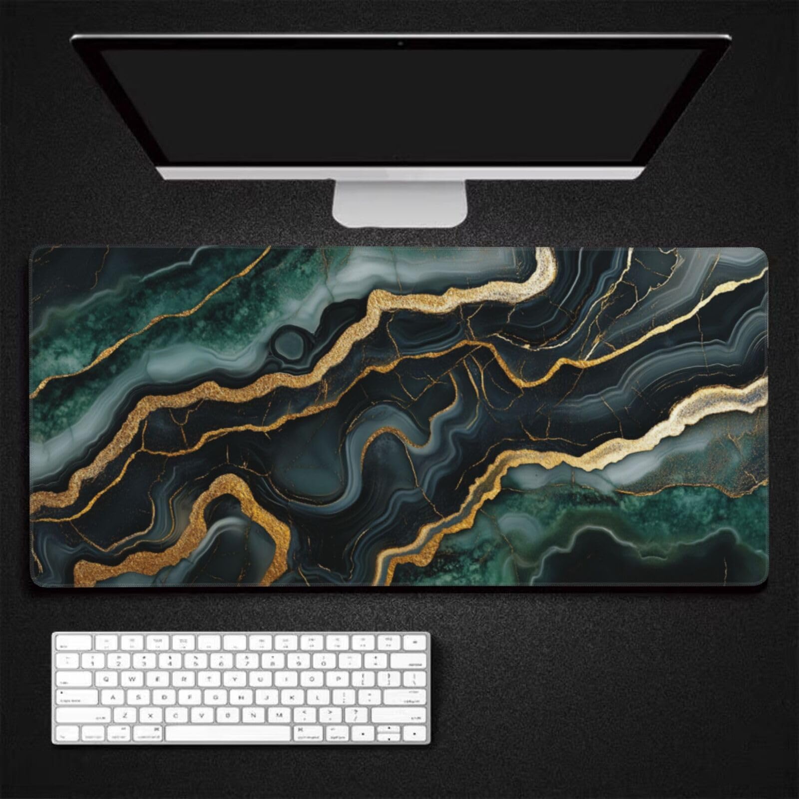 Tapis de Souris XXL 90 x 40 cm, Vert & Noir Tapis de Bureau G694