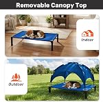 Heeyoo Elevated Lit pour chien avec canopée amovible, lit pour chien portable avec tente d'ombre de protection solaire, lit de refroidissement pour chien élevé pour chiens, bleu 42in
