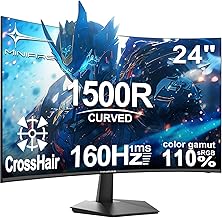 Minifire 24 Inch Gaming Monitor, 160Hz, Curved Gaming Monitor, 1500R, 1Ms, sRGB130%, FHD 1080P Computer Screen, VESA Compatible, Eye Care Adaptive Sync HDMI＆DP Prots （MFG24C1L ）
