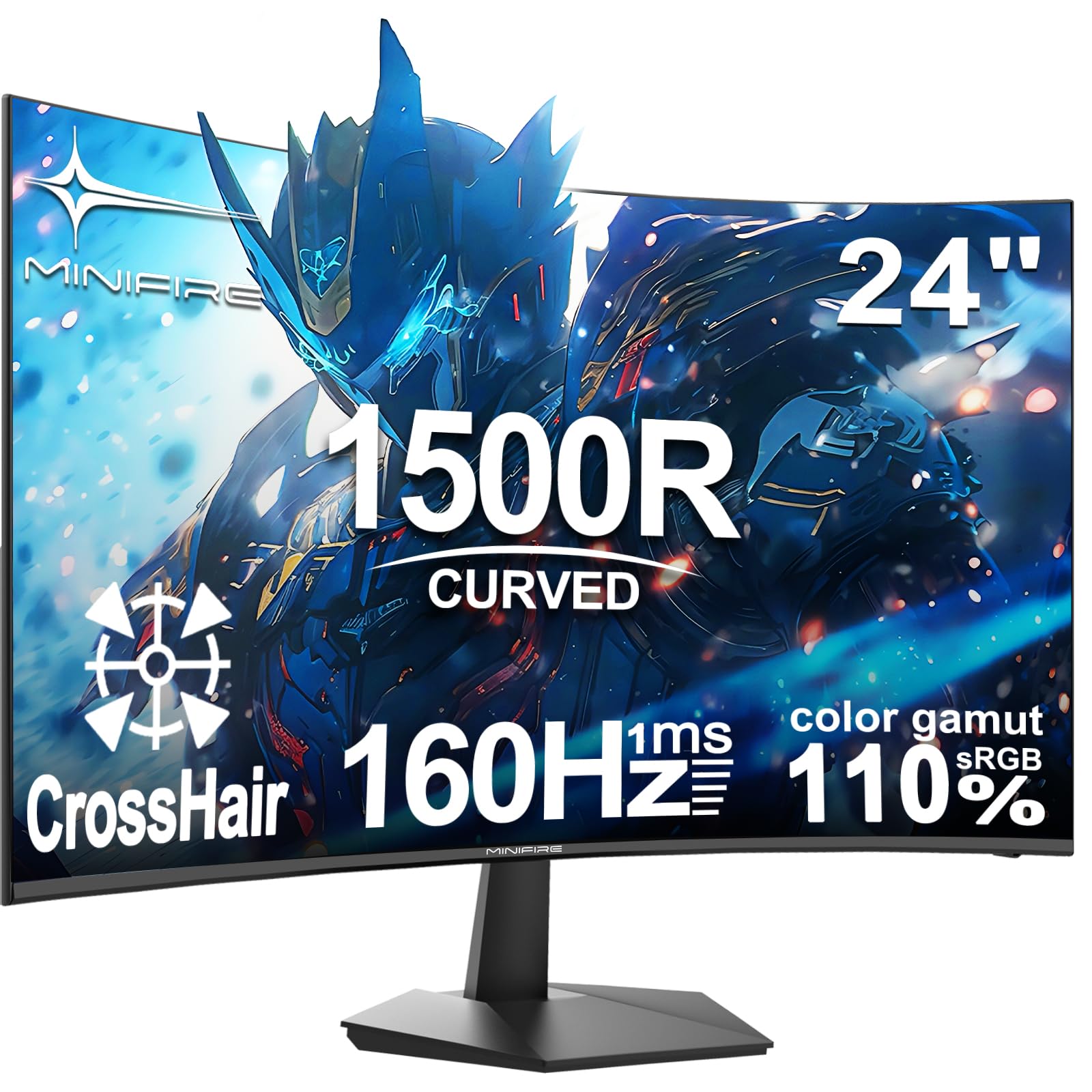 Minifire 27 Inch Curved Gaming Monitor 160Hz, FHD 1920x1080, PC Screen with VA Panel 1500R, 1Ms GtG, sRGB130%, Computer Screen, VESA Compatible, Eye Care Adaptive Sync HDMI＆DP Prots (MFG27C1L) — view 14