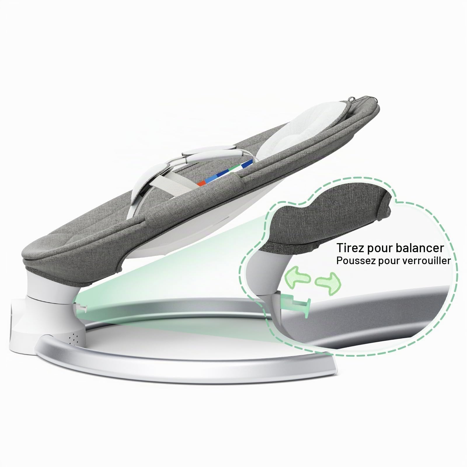 Transat bebe, Balancelle bebe electrique de La Naissance à 6 Mois,avec télécommande et Bluetooth pour se connecter au smartphone, avec 5 vitesses de balancement, Harnais de sécurité 5 Points