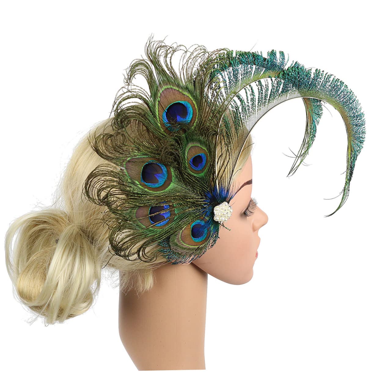VALICLUD Horquillas de Novia 2 Piezas Plumas y Gemas de Imitación Sujetan el Cabello Elegantes Accesorios para Tocados de Boda