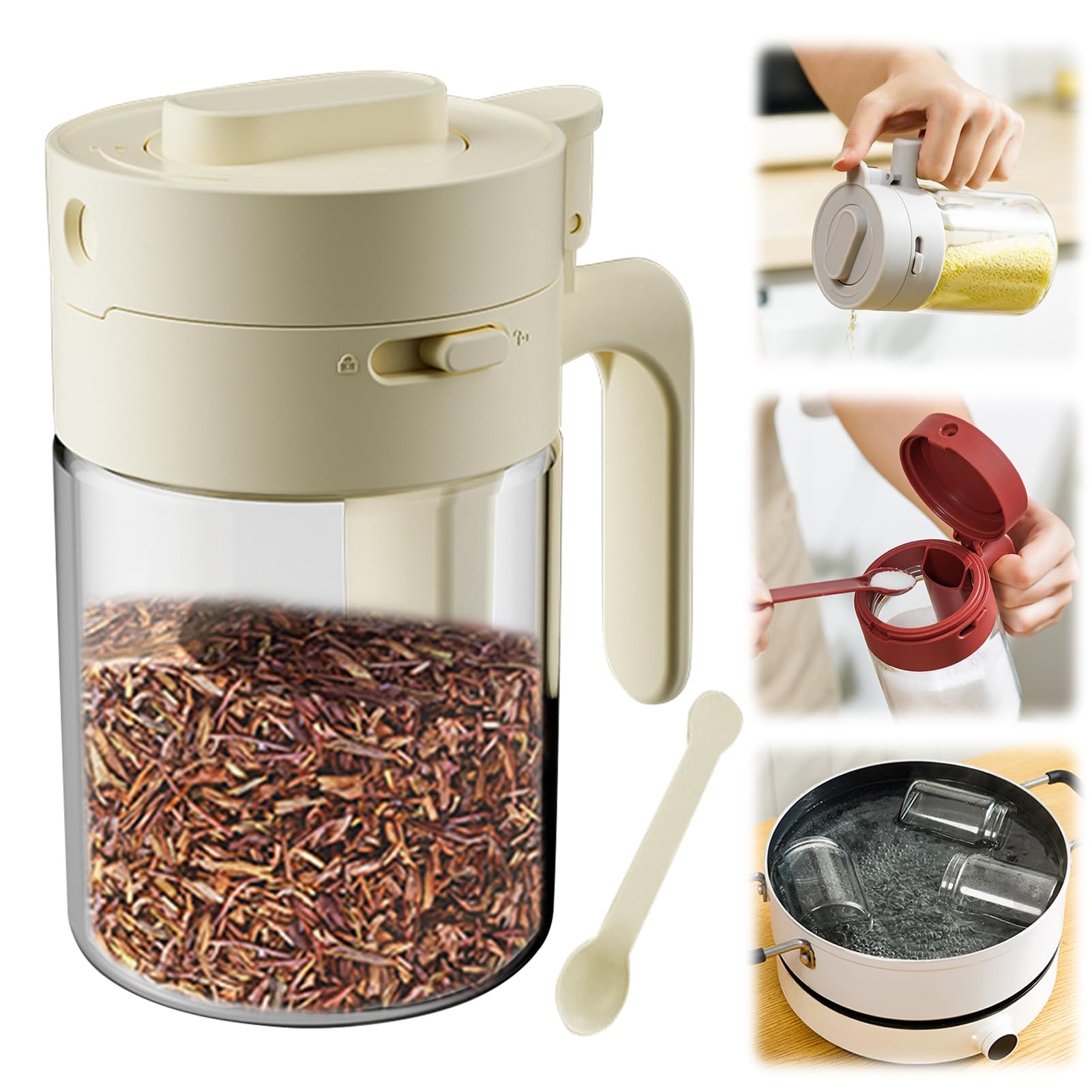MDDZ - Scatola Spezie Da Cucina Trasparente Con Cucchiai
