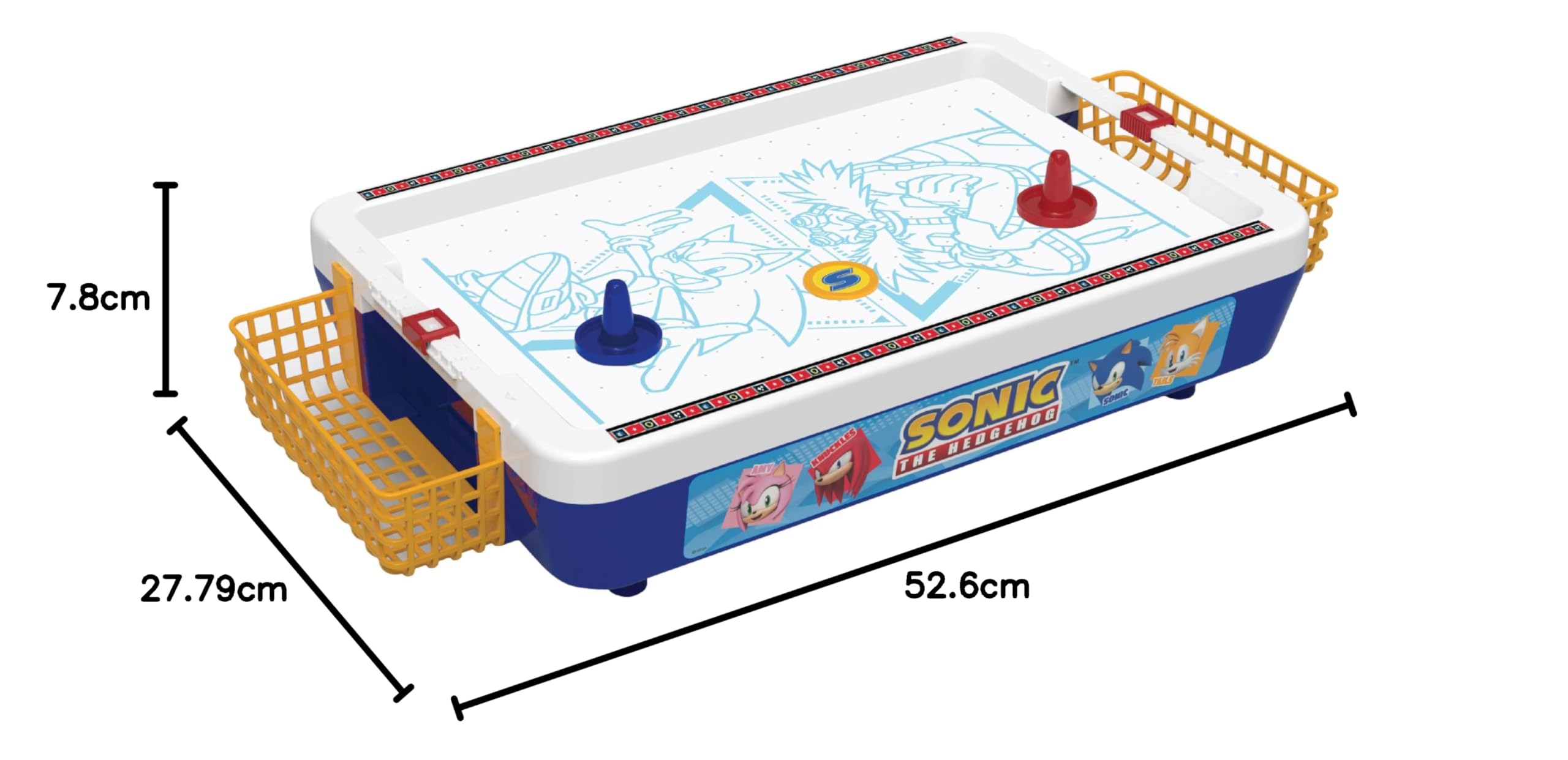Sonic - Air Hockey Électronique - Arcade - Jeu De Table 2 Joueurs - Avec Palet Rapide - Personnages Officiels et Sons du Jeu - Format 52,6x7,8x27,8 Cm - Dès 3 Ans - Jeu Collector - Fans de Rétrogaming