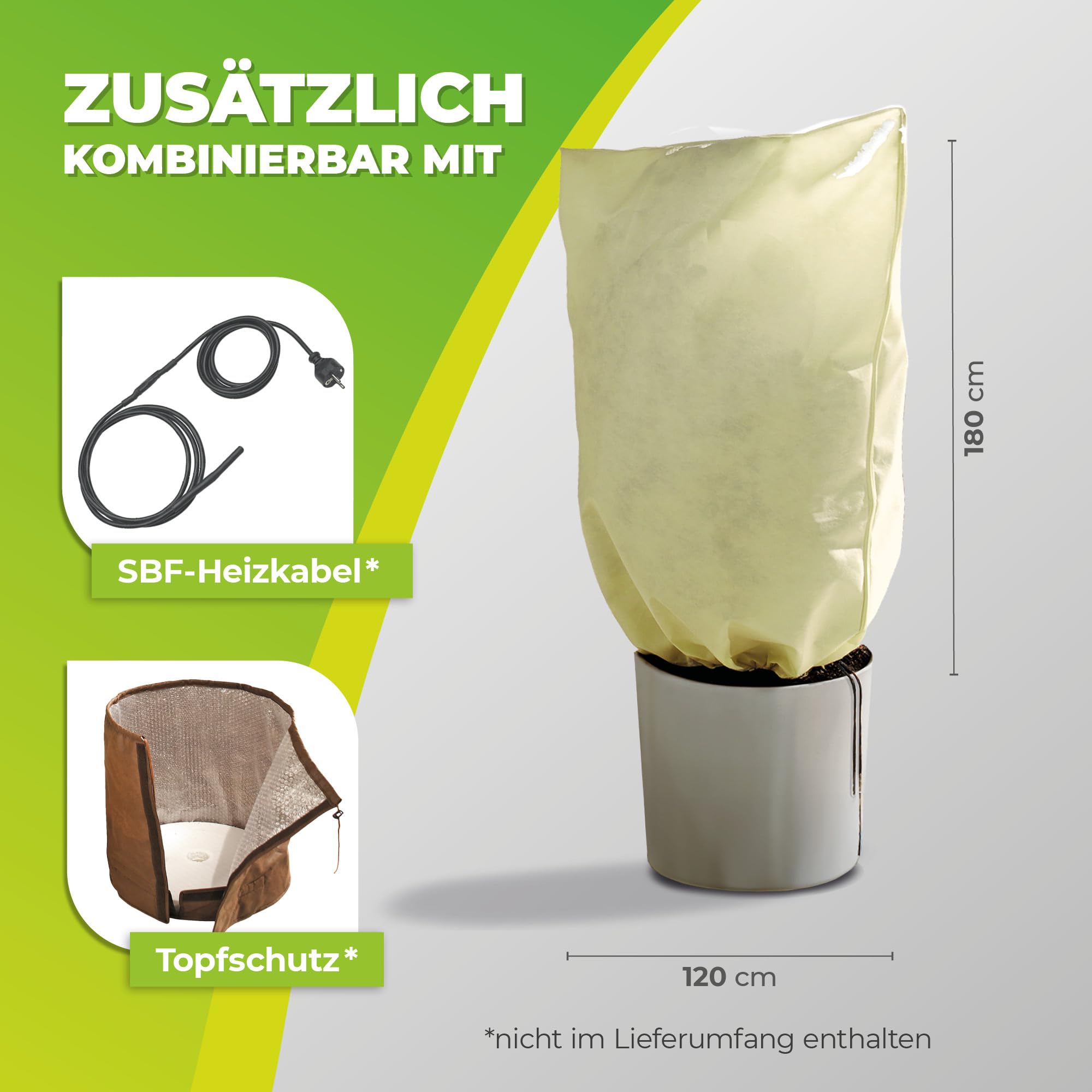 Bio Green Winterschutz Kübelpflanzensack, beige, super Stark, XXL 240 x