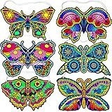 Fuzzy Velvet Hanging Butterflies 6-Pack (Beautiful Coloring Designs, Each Arrives Uncolored)