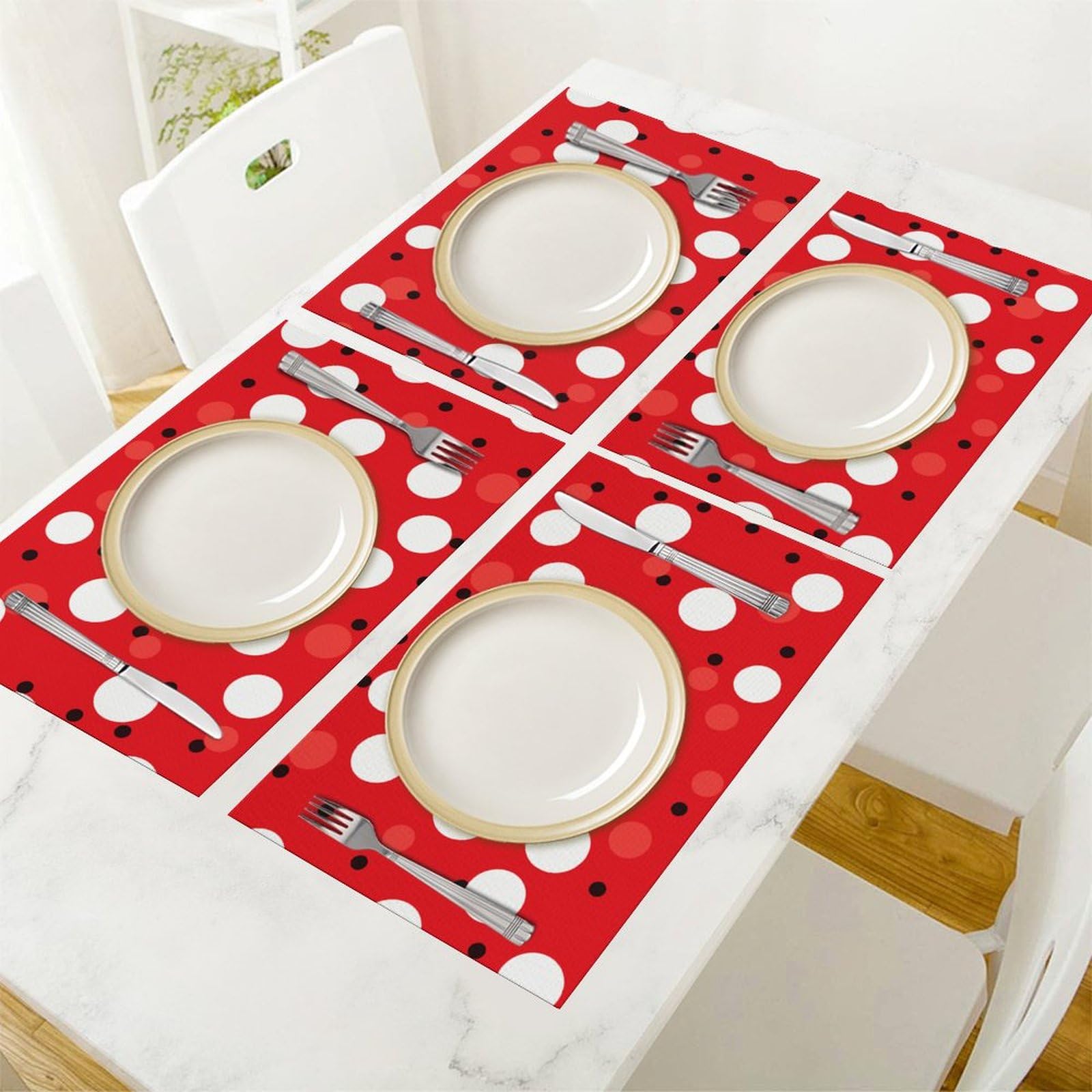Set di 6 tovagliette all'americana in PVC, lavabili, resistenti al calore, antiscivolo, impermeabili, per interni ed esterni, tavolo da pranzo, cucina, feste e vacanze