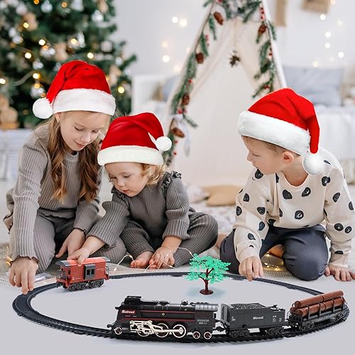 Miniatura 3 de Juegos de tren de Navidad con humo debajo del árbol, juguete de pista de tren con sonido y luz, gran regalo para niños de 3, 4, 5, 6, 7 y 8 años,