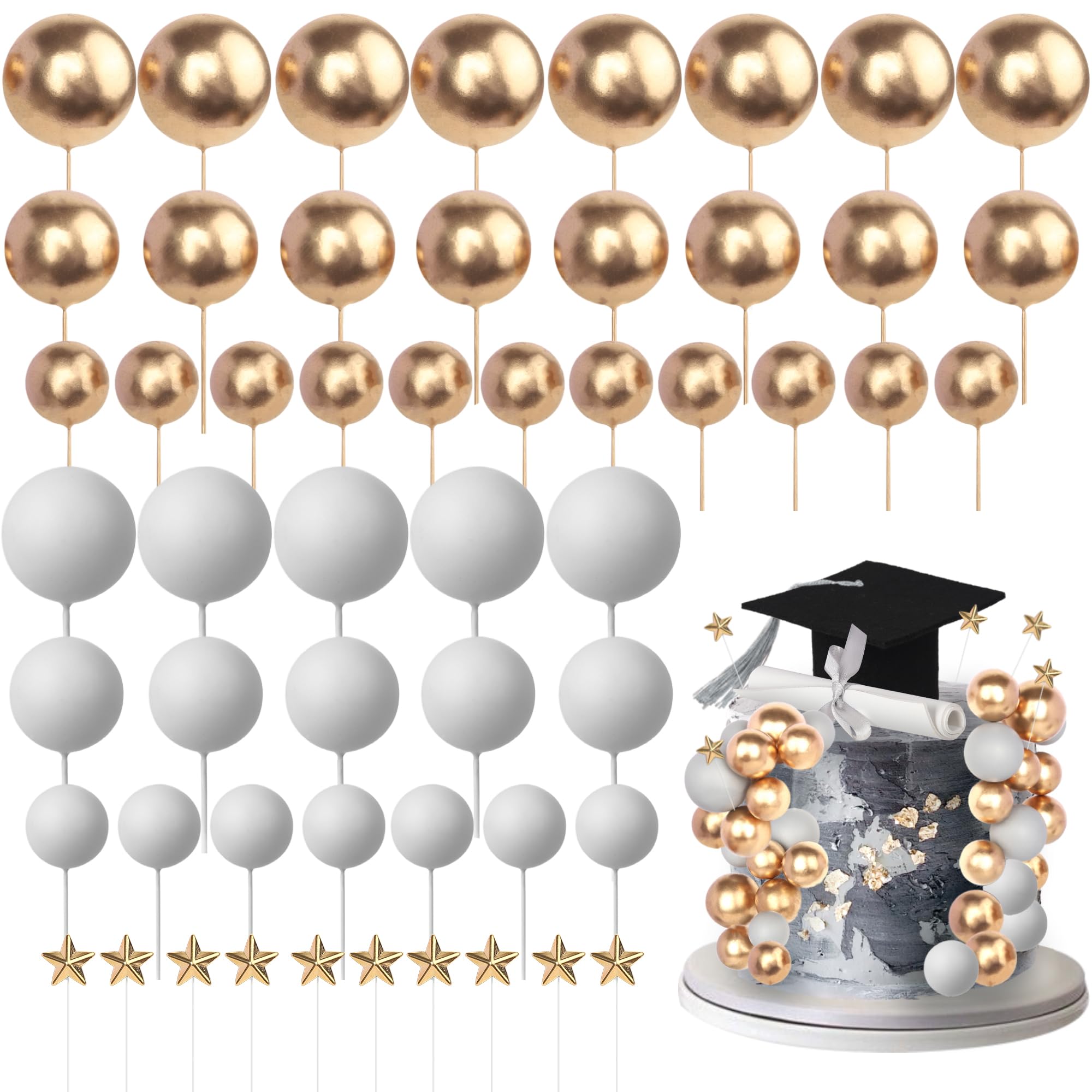 25 PCS 2026 Graduation Cake Toppers Diploma Class of 2026 Congrats Grad Cap Cake Topper with Tassel Balls Cupcake Picks for 2026 Senior School
