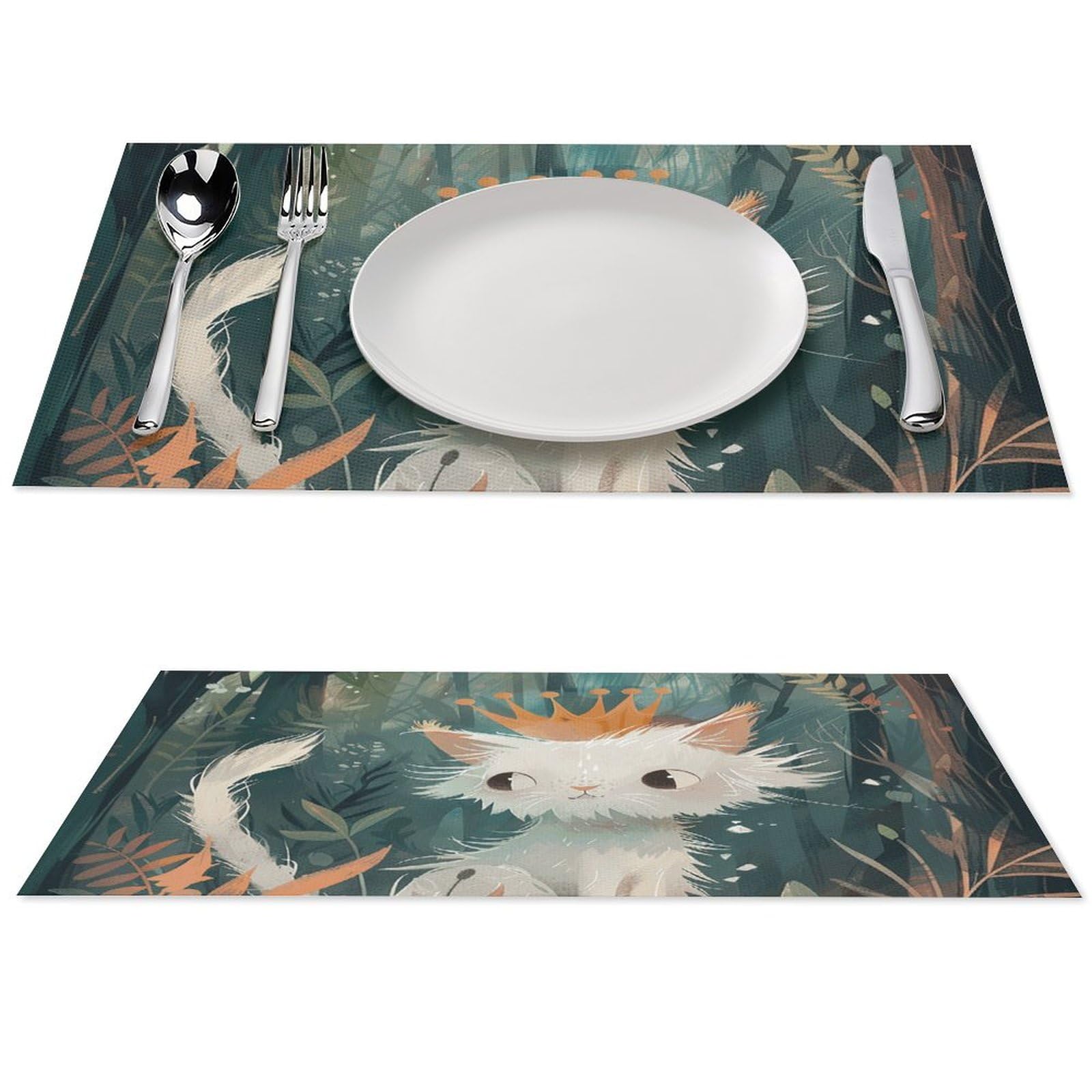 Set de table blanc en PVC tissé 45x30 cm pour cuisine et salle à manger, lot de 4