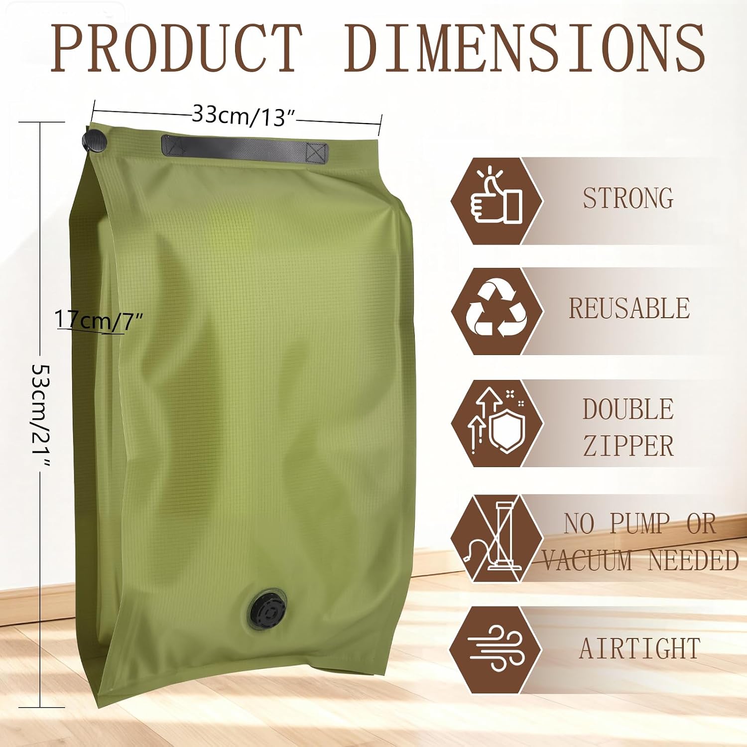 DUHEL Reusable Fabric Vacuum Seal Bags for Clothing – Compression Travel Essentials with No Pump – Manual Exhaust,Tear-Resistant Oxford Cloth for Luggage,Closet & Packing Organization (olive green-1)