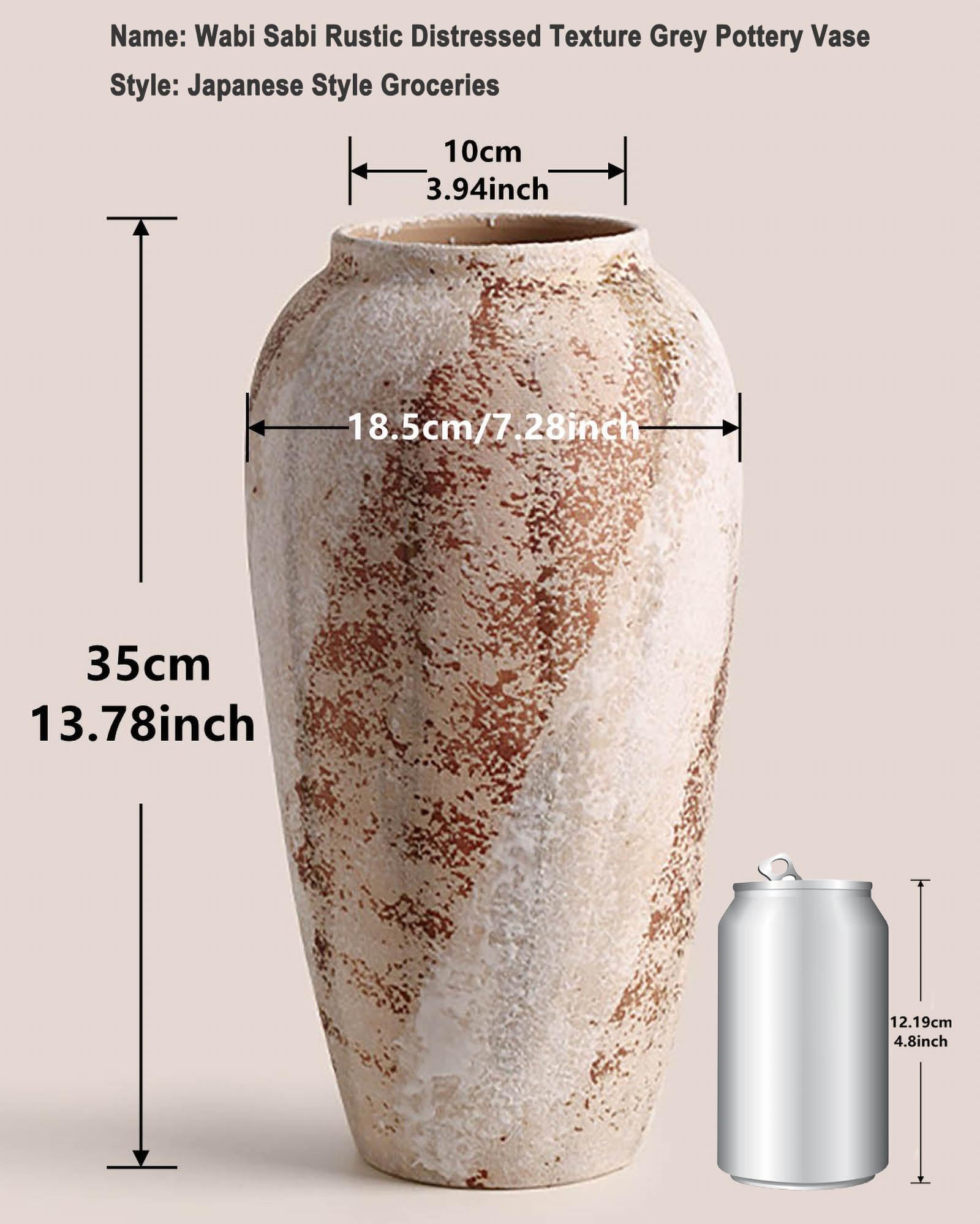 Duży Ręcznie Robiony Wazon Ceramiczny Wabi Sabi, 35 cm, Rustykalny