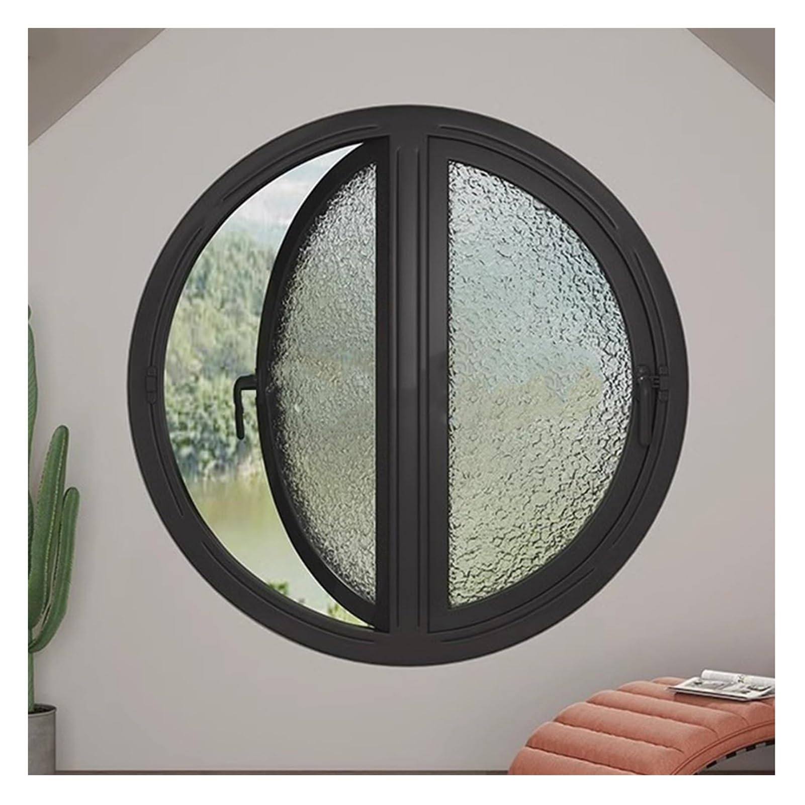 Ventanas Redondas con Marco de Aluminio, giratorias 180° para cobertizos, Ventanas abatibles de Doble Cara con ventilación de Repuesto para áticos, sótanos y almacenes (80 cm/31,5 Pulgadas)