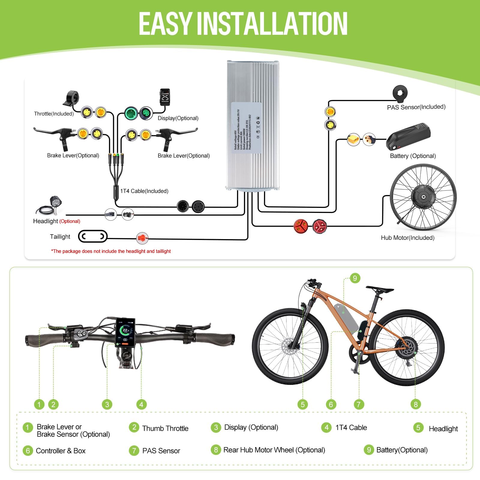 BAFANG G062 48V 1000W Hinterradmotor für 175 mm Tropfen, 20" 26" Fat Tire Elektro-Rad-Umsetzungs-Kit mit Akku (optional) und LCD-Anzeige (optional), Hinterrad hub Motor-Rad-Kit mit PAS-Sensor