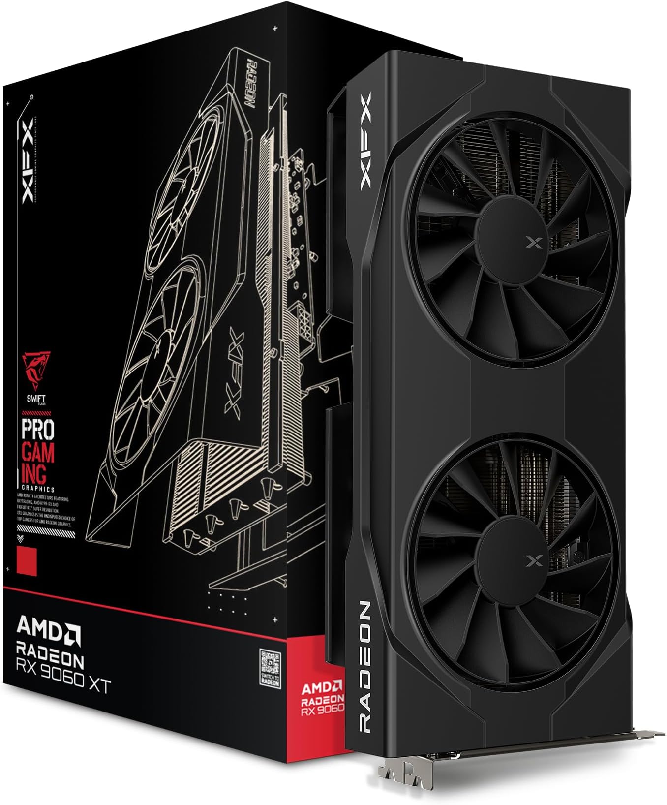 Swift AMD Radeon RX 9060 XT OC Gaming Edition with 8GB GDDR6 HDMI 2xDP, RDNA 4 RX-96TSW8GBA, Graphics Card, Compatible with Desktop PCs