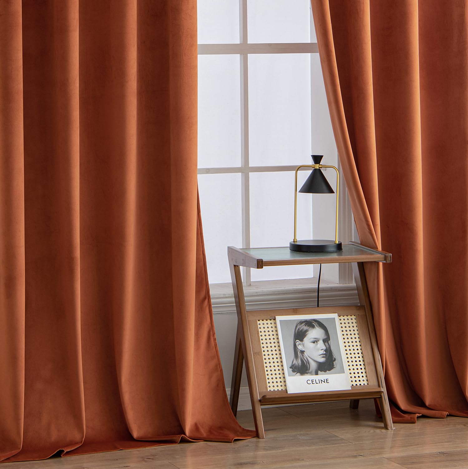 MIULEE Burnt Orange Velvet Curtains for Autumn Bedroom Decor 2 Panel Set 90 Inch Drop - Image 3