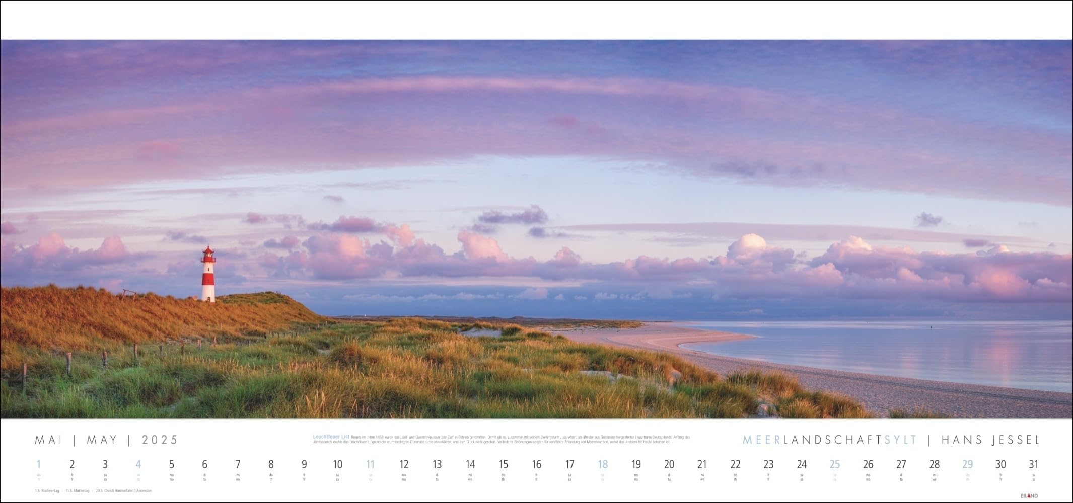 Meerlandschaft SYLT Kalender 2025 - Hans Jessel: Großer Panorama-Wandkalender mit Fotos des bekannten Künstlers Hans Jessel. Meereslandschaften eingefangen in einem XXL-Fotokalender.