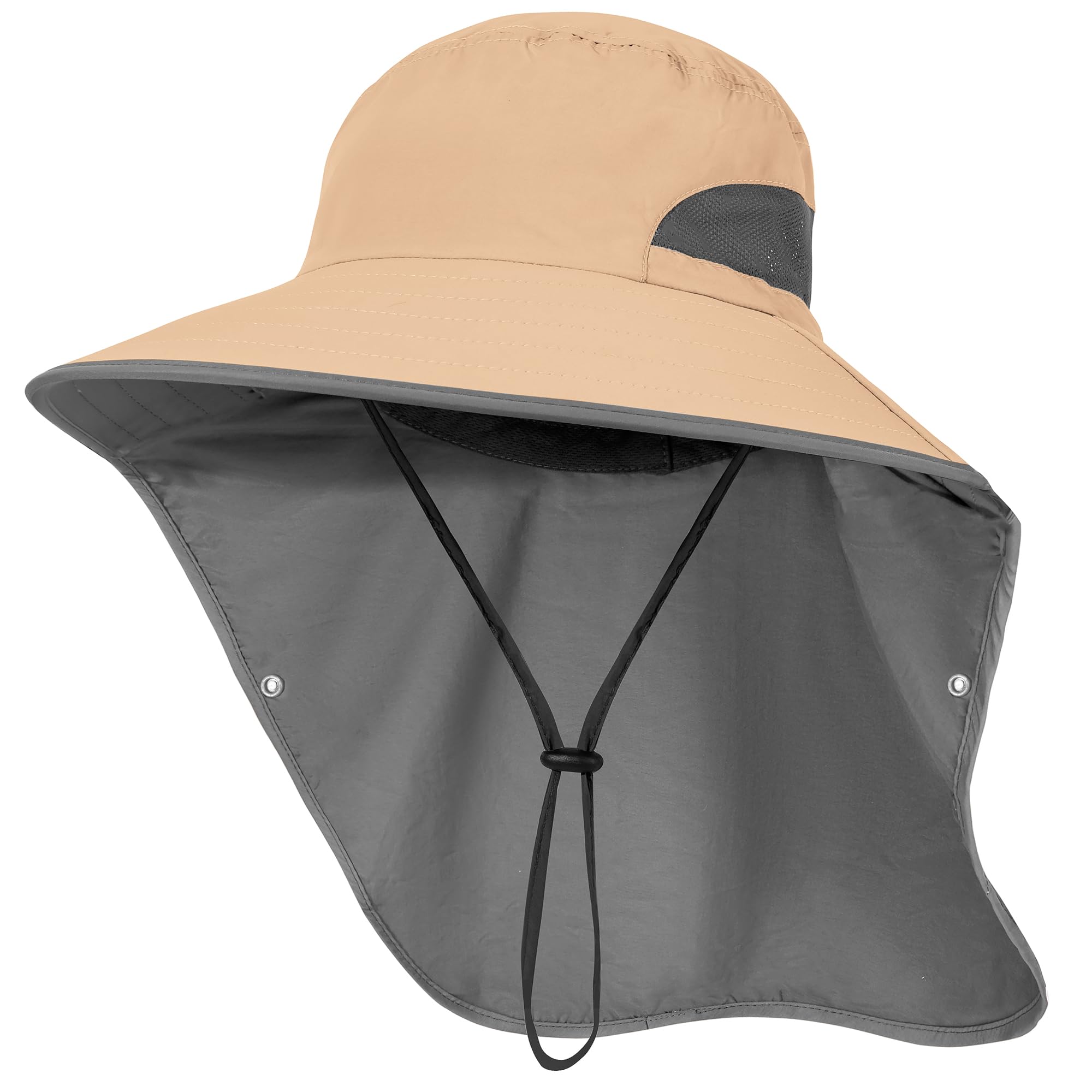 Outdoor Sun Hat Detachable Neck Face Flap UPF 50+UV Protection Visor Fishing Hats with Neck Flap for Men & Women