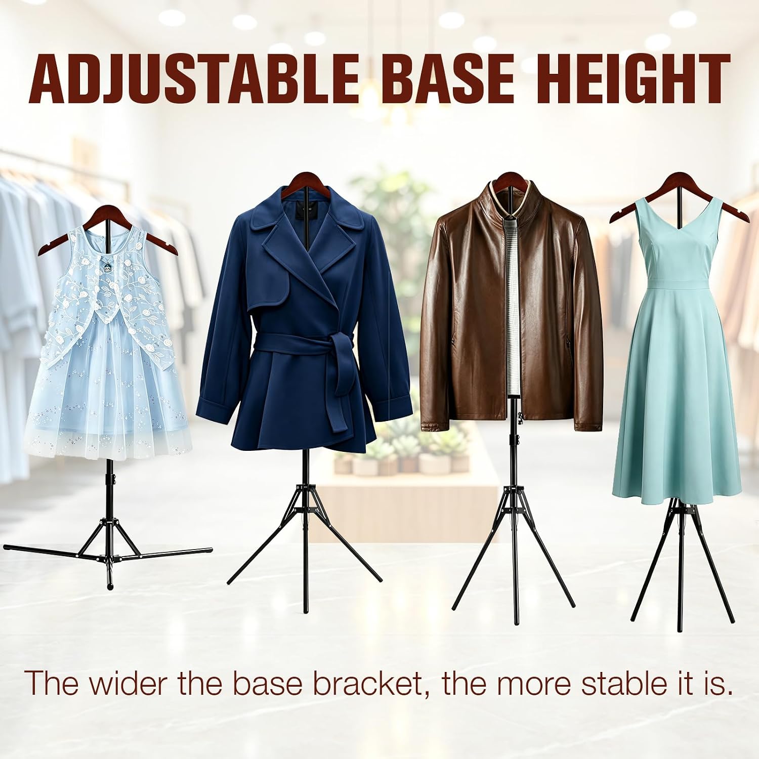 Adjustable Shirt Display Stand,Foldable Mannequin Torso | 32-63 Inch Height Metal Wood,Dress Form Mannequin Stand,Cap and Gown Display Stand for Display T-shirts, Pants, Dresses,Sets