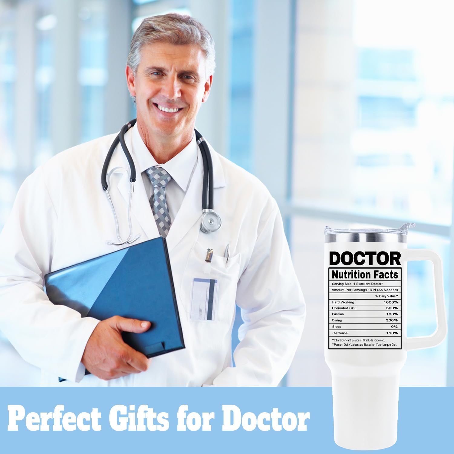 Doctor Tumbler Cup - 40 Oz Mug With Lid, Straw and Handle - Perfect Doctor Appreciation Gift For Women & Men - Image 5