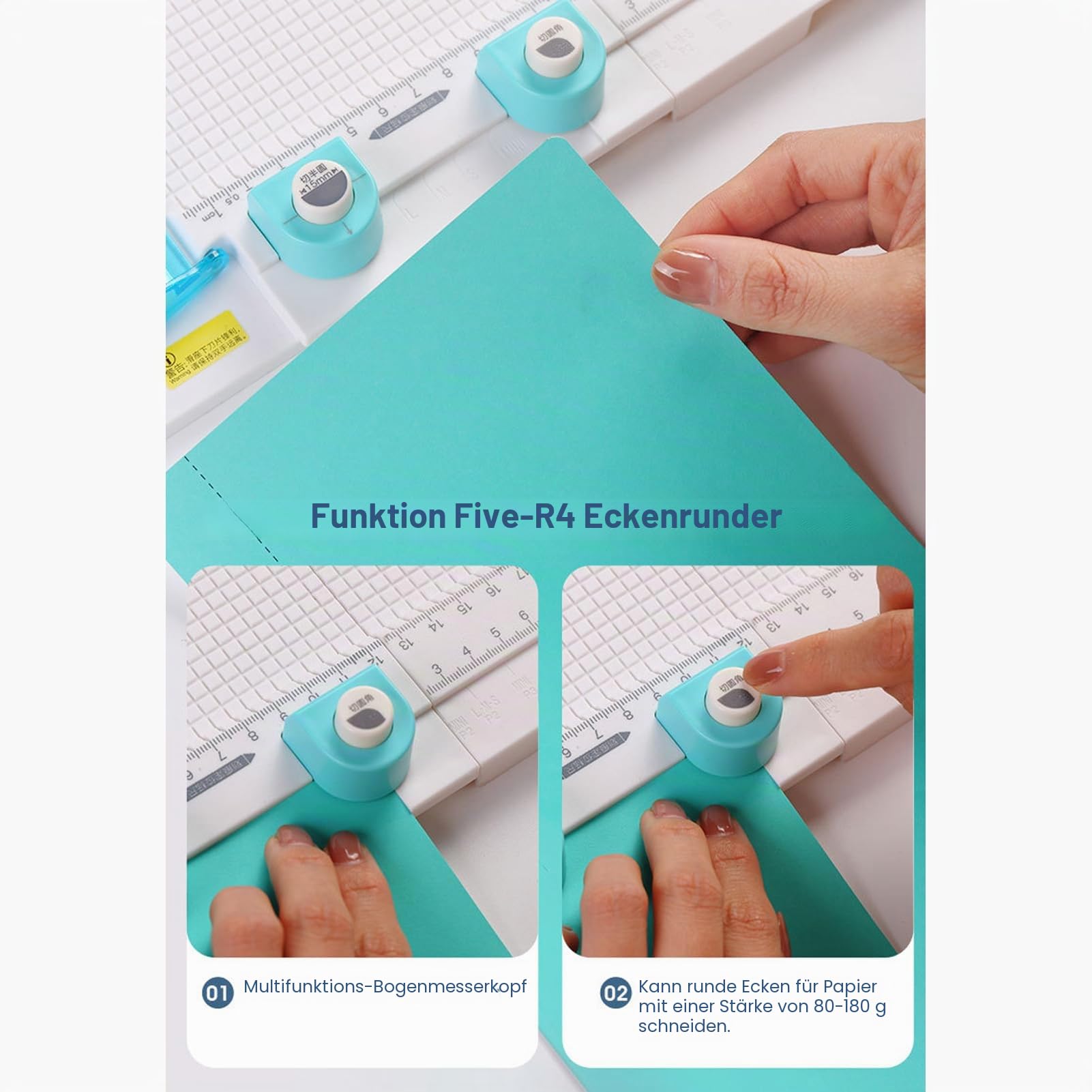 Papierschneider, Falzbrett, Bastelpapierschneider, Zusammenklappbarer Falzmesser, 7-in-1, Multifunktionales Falzpapier, Schnittbreite 12,2 Zoll