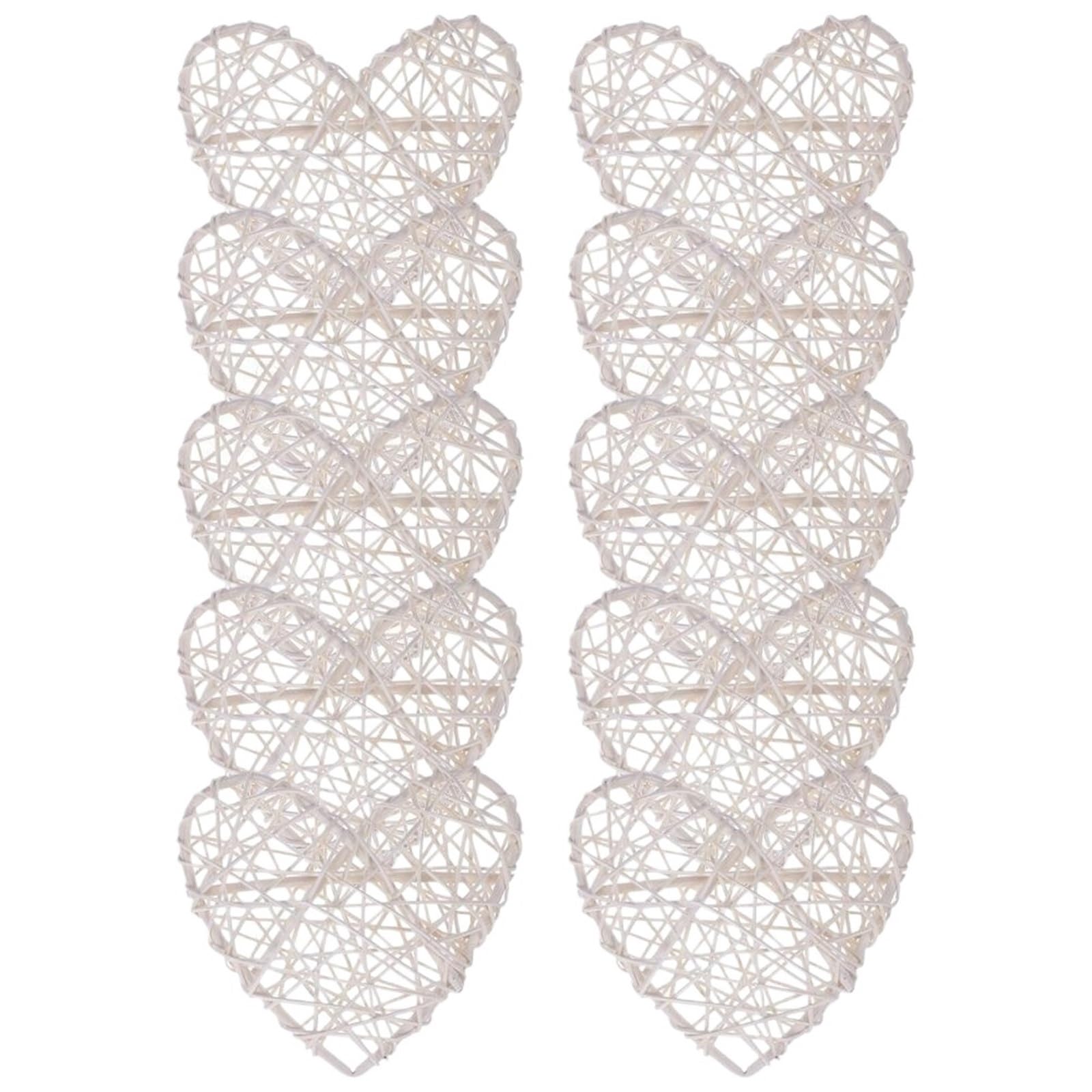 ZUXWUX White Woven Rattan Heart Ball Hanging Decoration