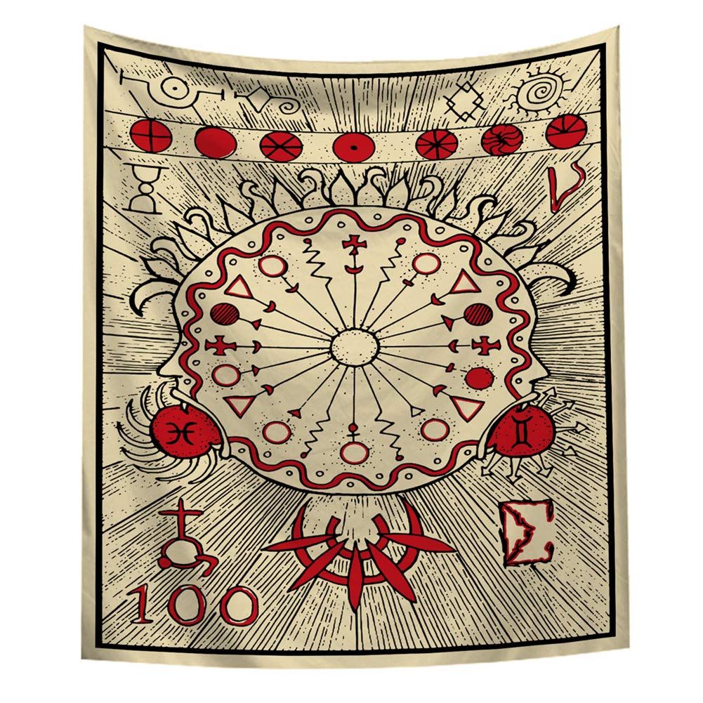 BOYOUTH Colorful Tarot Tapestry Wall Hanging,Colorful Geometry Pattern Digital Print Wall Tapestry for Living Room Bedroom Dorm Decor,59.1 Inch by 51.2 Inch