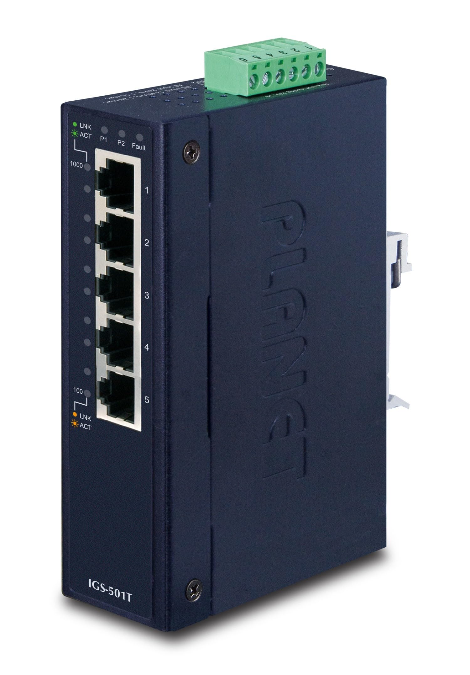 PLANET IGS-501T - IP30 Slim type 5-Port Industrial Gigabit Ethernet Switch (-40bis 75 Grad C)