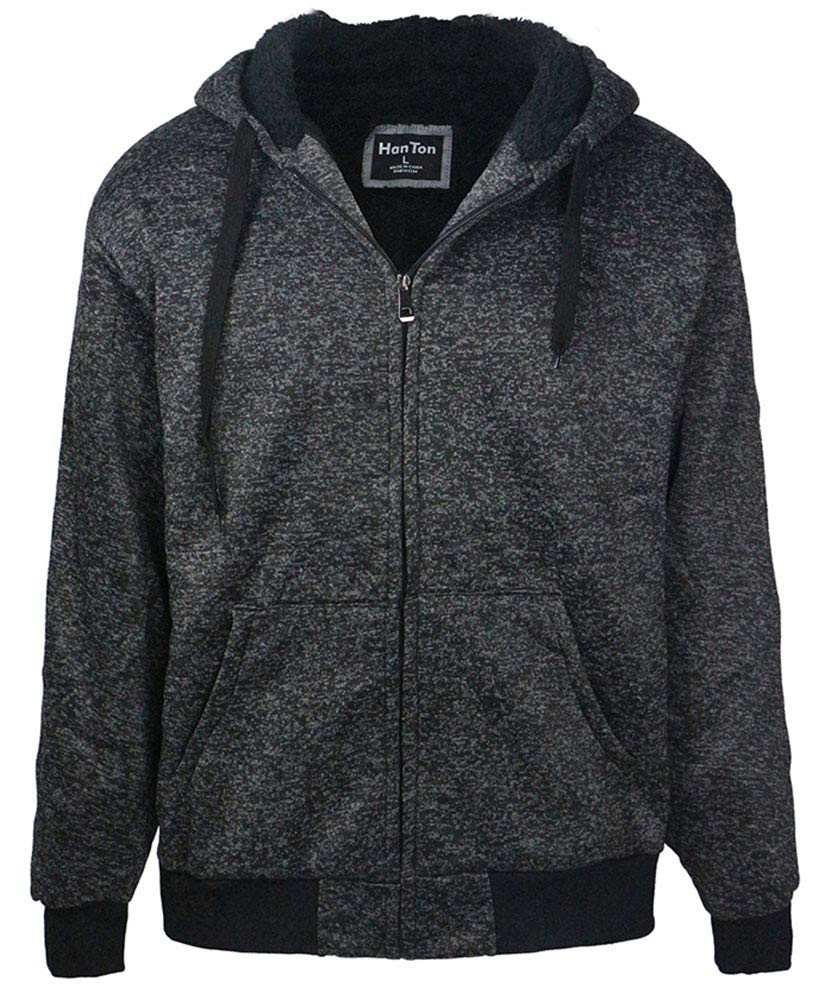 LeeHanTon Heavyweight Hoodies for Men Jackets Comfy Sherpa Lined Zip Up Hoodie Coats with Pockets Outerwear