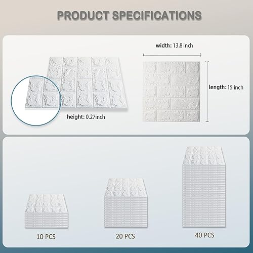 Miniatura 5 de QT-0002 - Paneles de pared 3D autoadhesivos para despegar y pegar, azulejos de pared de espuma de ladrillo sintético para sala de estar, cocina,