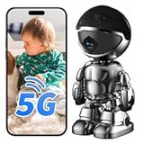 Indoor Camera Robot,5G/2.4Ghz WiFi Robot Cameras for Home Security,360 PTZ Nanny Cam Compatible with Alexa &Two-Way Talk,Pet/Baby Camera with Human Detection Night Vision