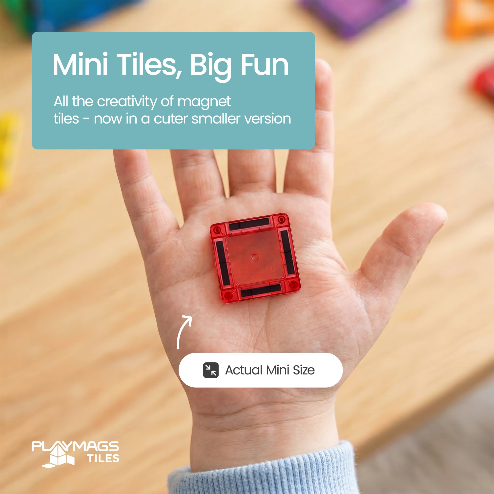 Playmags Set 100 Mini Tessere Magnetiche per Bambini | Blocchi Magnetici da Viaggio | Giocattoli Educativi Sensoriali STEM | Costruzioni Portatili | Regalo per Bambini 3+ Anni